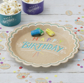 Happy Birthday Kraft - Paper Plates