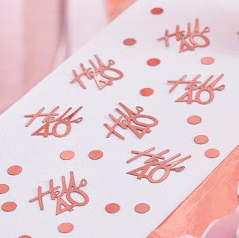 40th Rose Gold Birthday Table Confetti