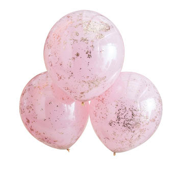 Double Layered Pink & Rose Gold Confetti Balloons