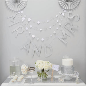 Silver Glitter Mr and Mrs Wedding Bunting - Metallic Perfection