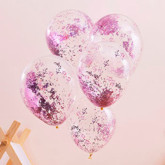 Pamper Party - Pink Glitter Filled Balloons