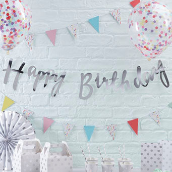 Pick & Mix - Bunting - Happy Birthday - Silver