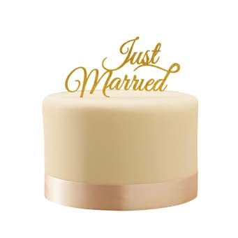 Pastel Perfection - Just Married Cake Topper - Gold