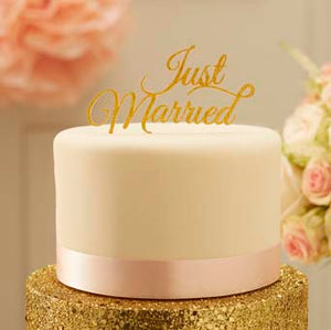 Pastel Perfection - Just Married Cake Topper - Gold