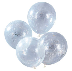 Silver Christmas - Confetti Balloon - 12" - Silver Glitter