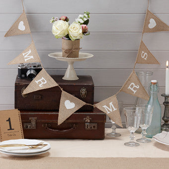 Vintage Affair - Mr & Mrs Hessian Bunting